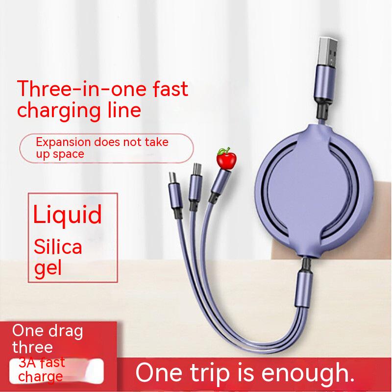 Multifunctional Liquid Silicone Three-in-one Mobile Phone Fast Charging Cable