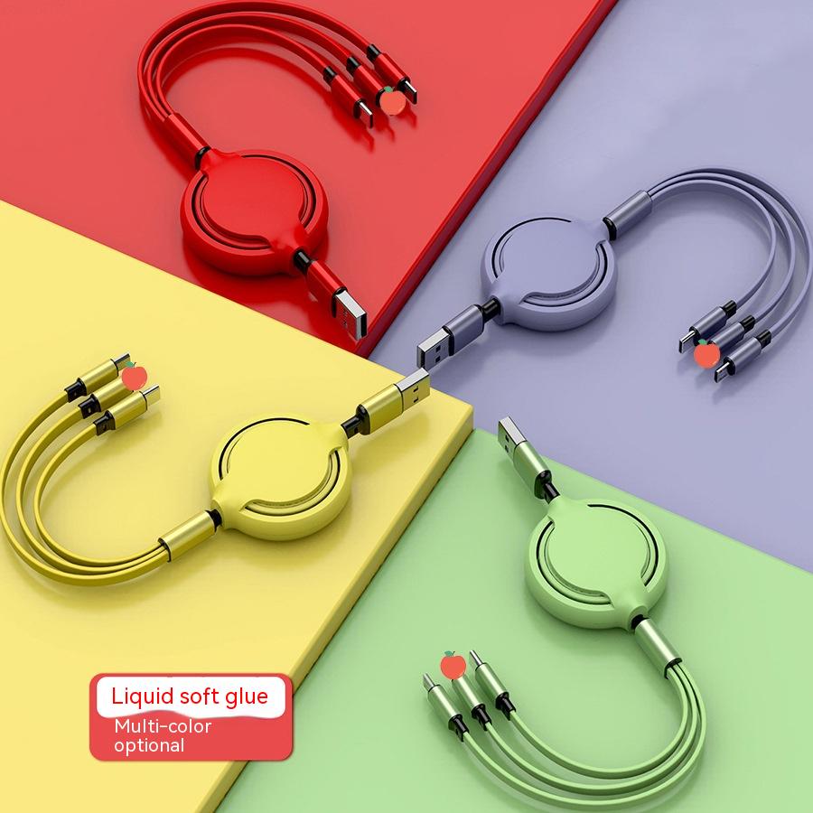 Multifunctional Liquid Silicone Three-in-one Mobile Phone Fast Charging Cable