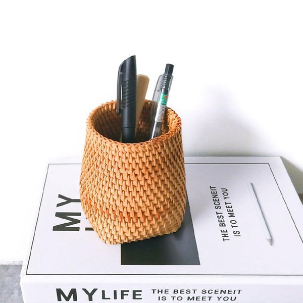 Rattan Pen Holder - Office Cozy